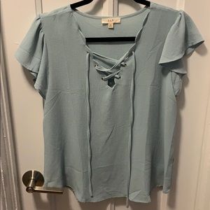 Green Lace Up Blouse